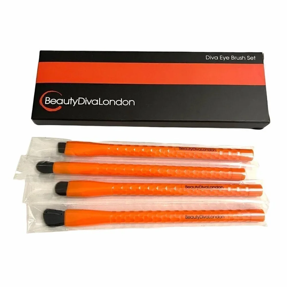 Beauty Diva London BNIB Orange Handle Diva 4 Piece Cruelty Free Eye Brush Set